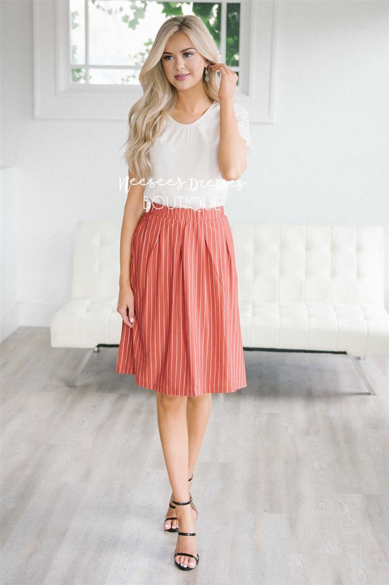 Striped Aline Skirt Skirts vendor-unknown 