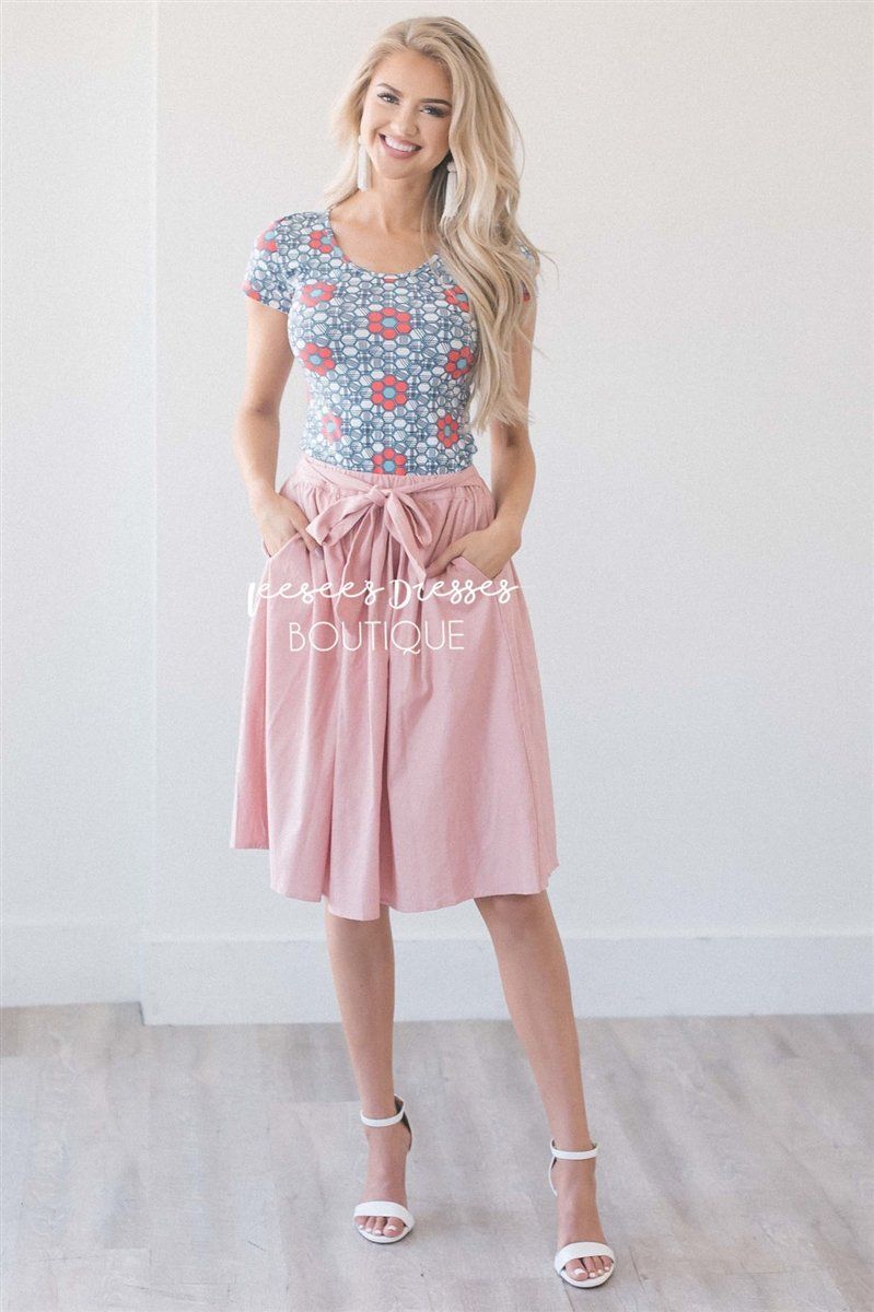 Chambray Tie Waist Skirt Skirts vendor-unknown 