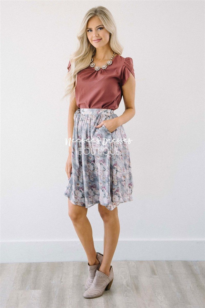 Burnt Mauve Chiffon Top Tops vendor-unknown 