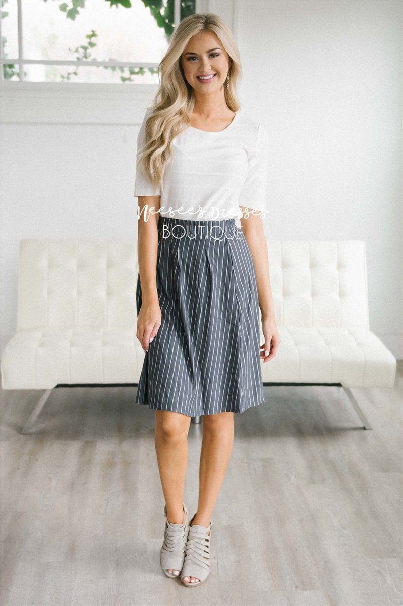 Striped Aline Skirt Skirts vendor-unknown 