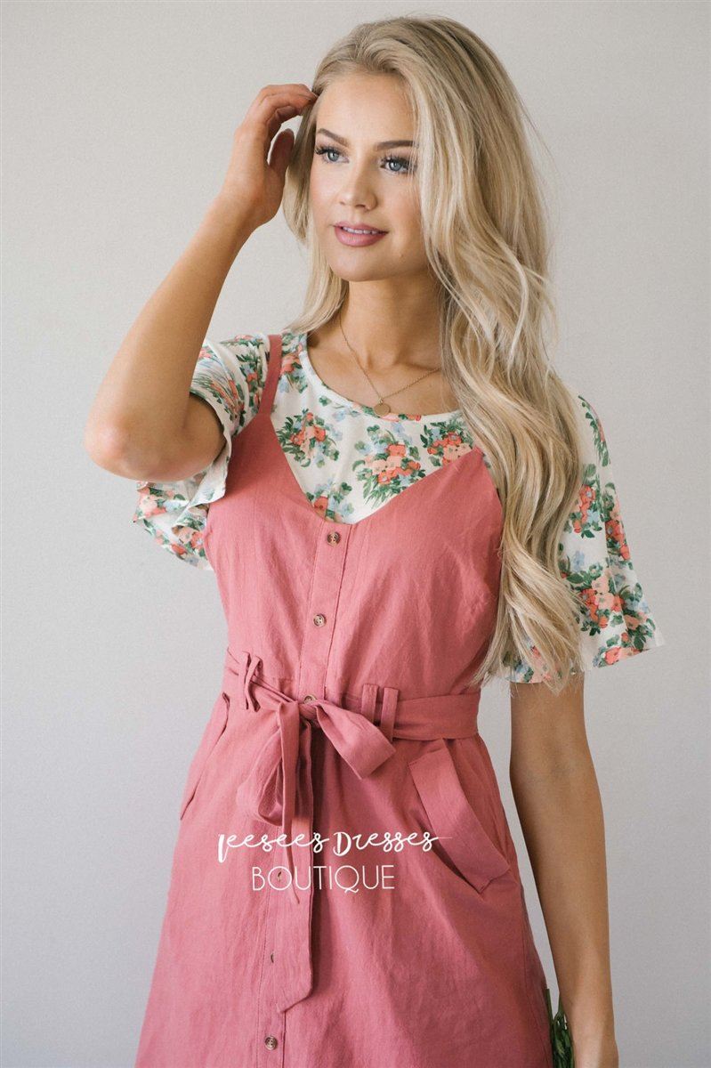 The Kyla Tie Front Overall Dress Modest Dresses vendor-unknown 