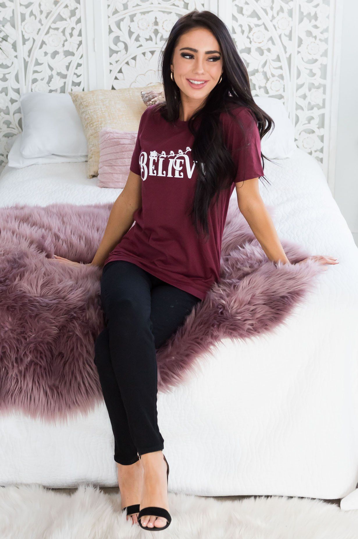 Believe In Santa Christmas Modest Tee Modest Dresses vendor-unknown 