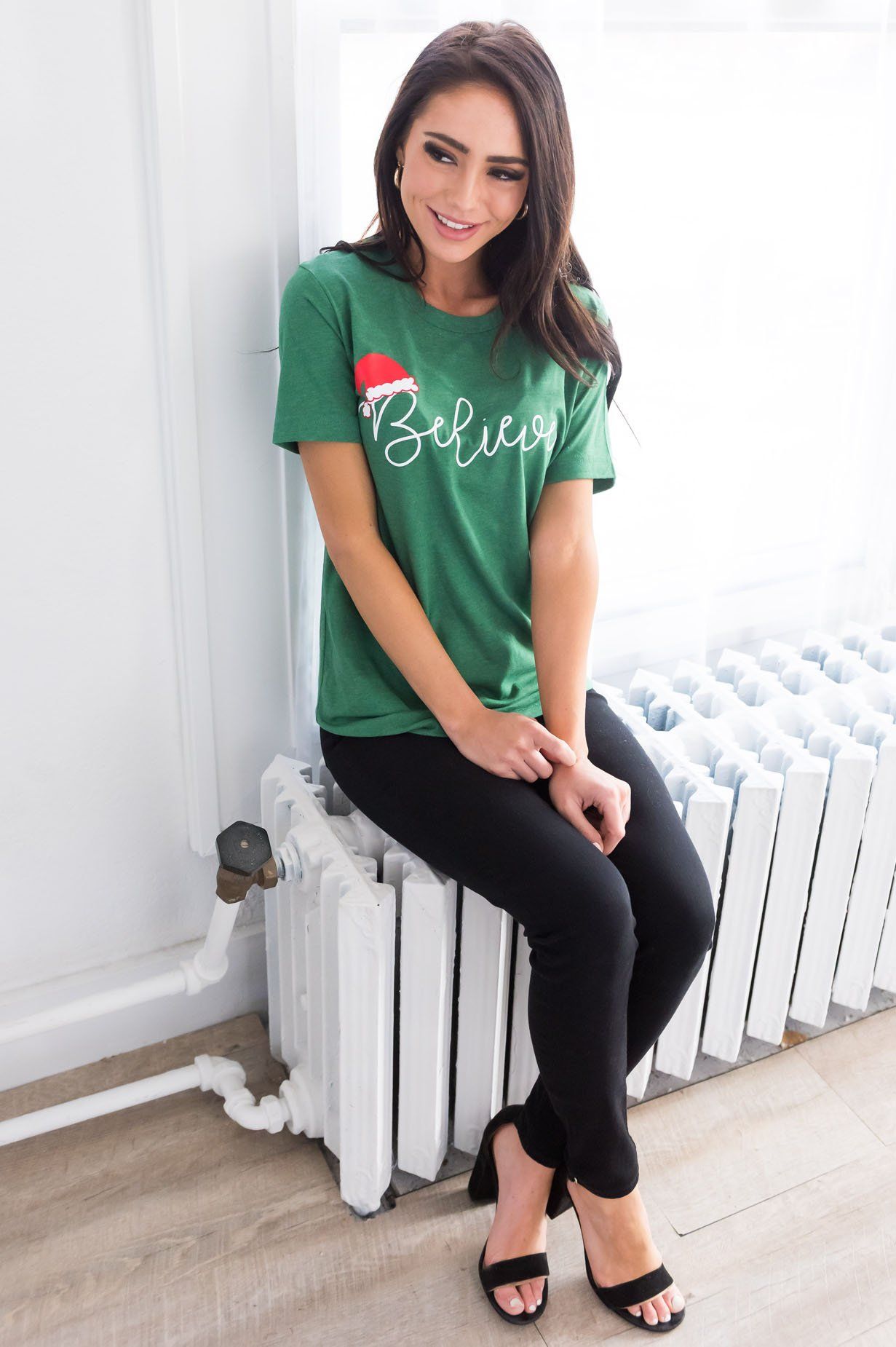 Believe Christmas Modest Tee Modest Dresses vendor-unknown 