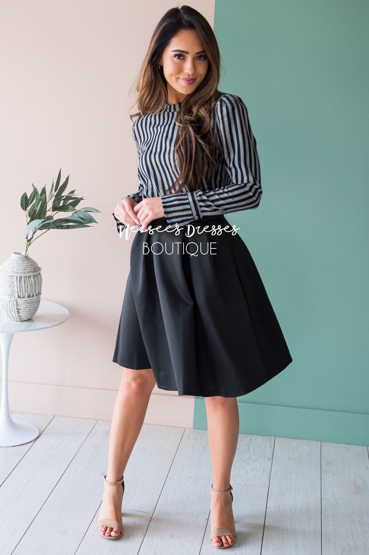 Lost In Stripes Blouse Modest Dresses vendor-unknown 