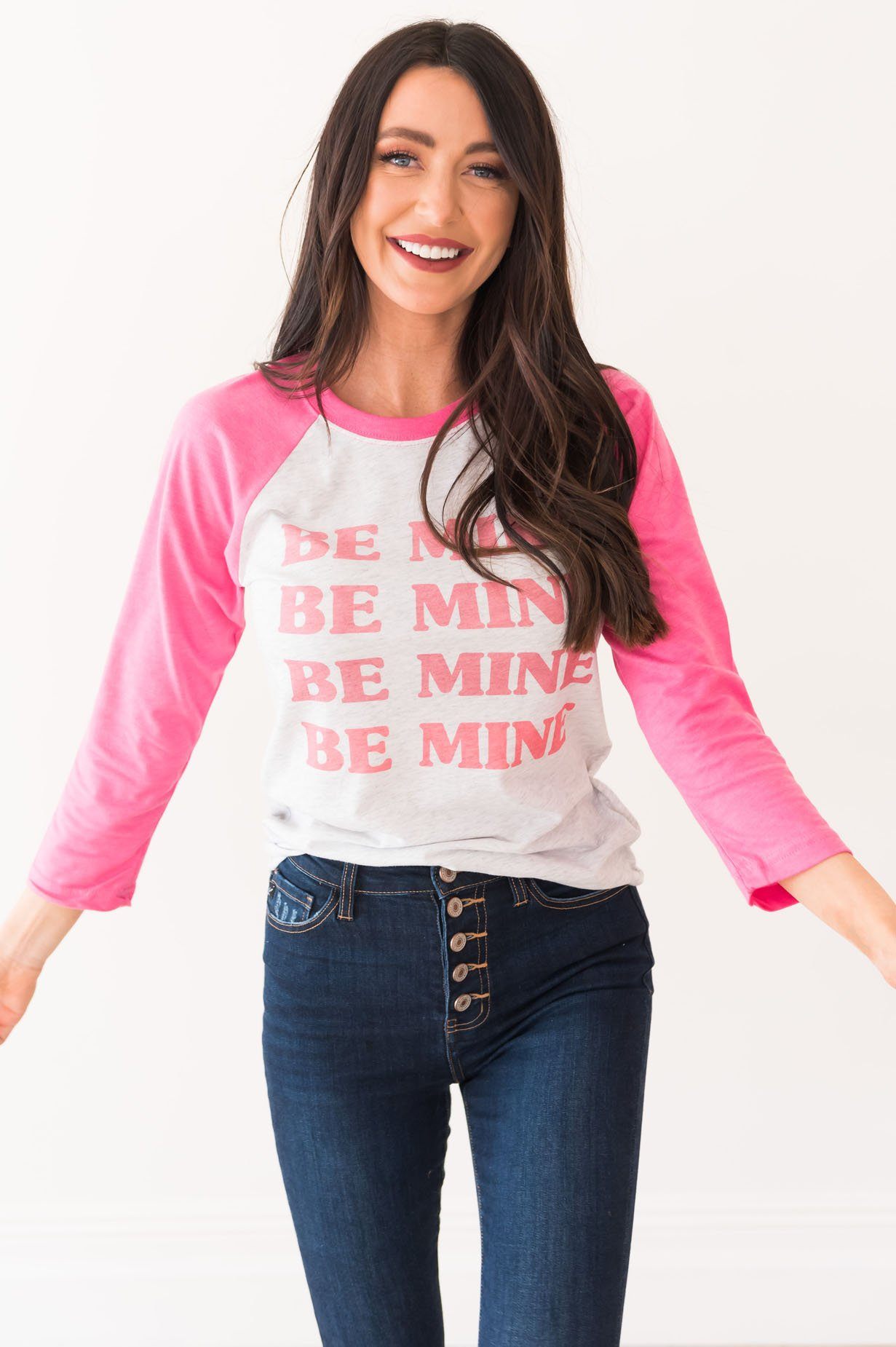 Be Mine Modest Baseball Tee Modest Dresses vendor-unknown 