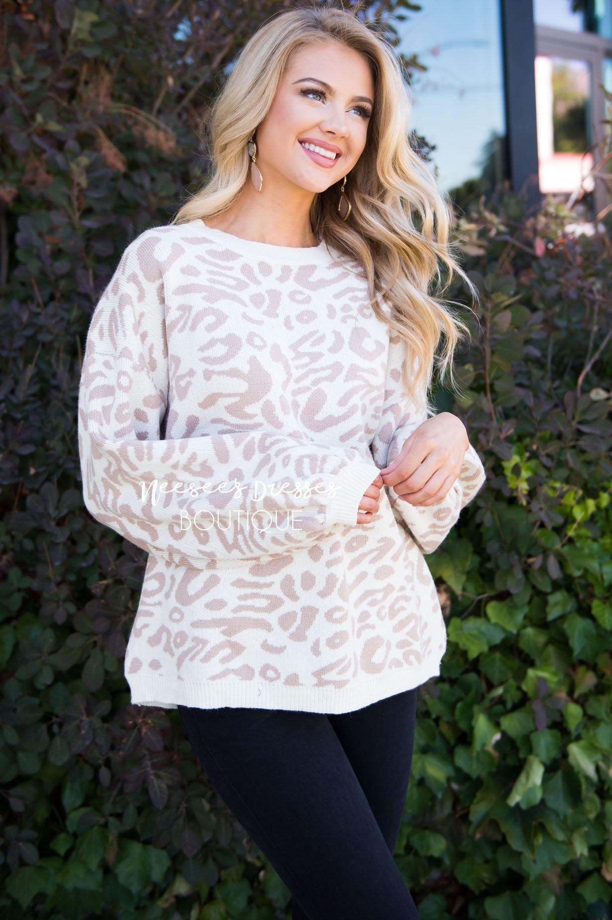 Better Together animal print sweater Tops vendor-unknown 
