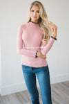 Adorable Pink Ruffle Neck Sweater Tops vendor-unknown