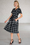 The Moxie Grid Print Dress Modest Dresses vendor-unknown