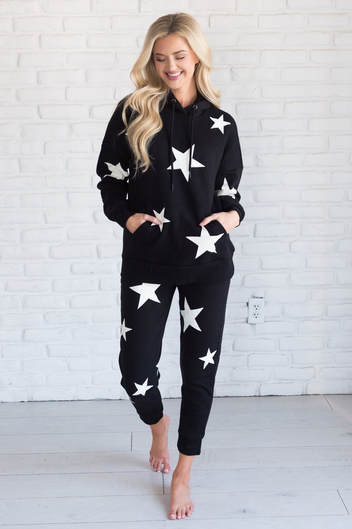 Amongst the Stars Hooded Sweat Set Tops vendor-unknown 