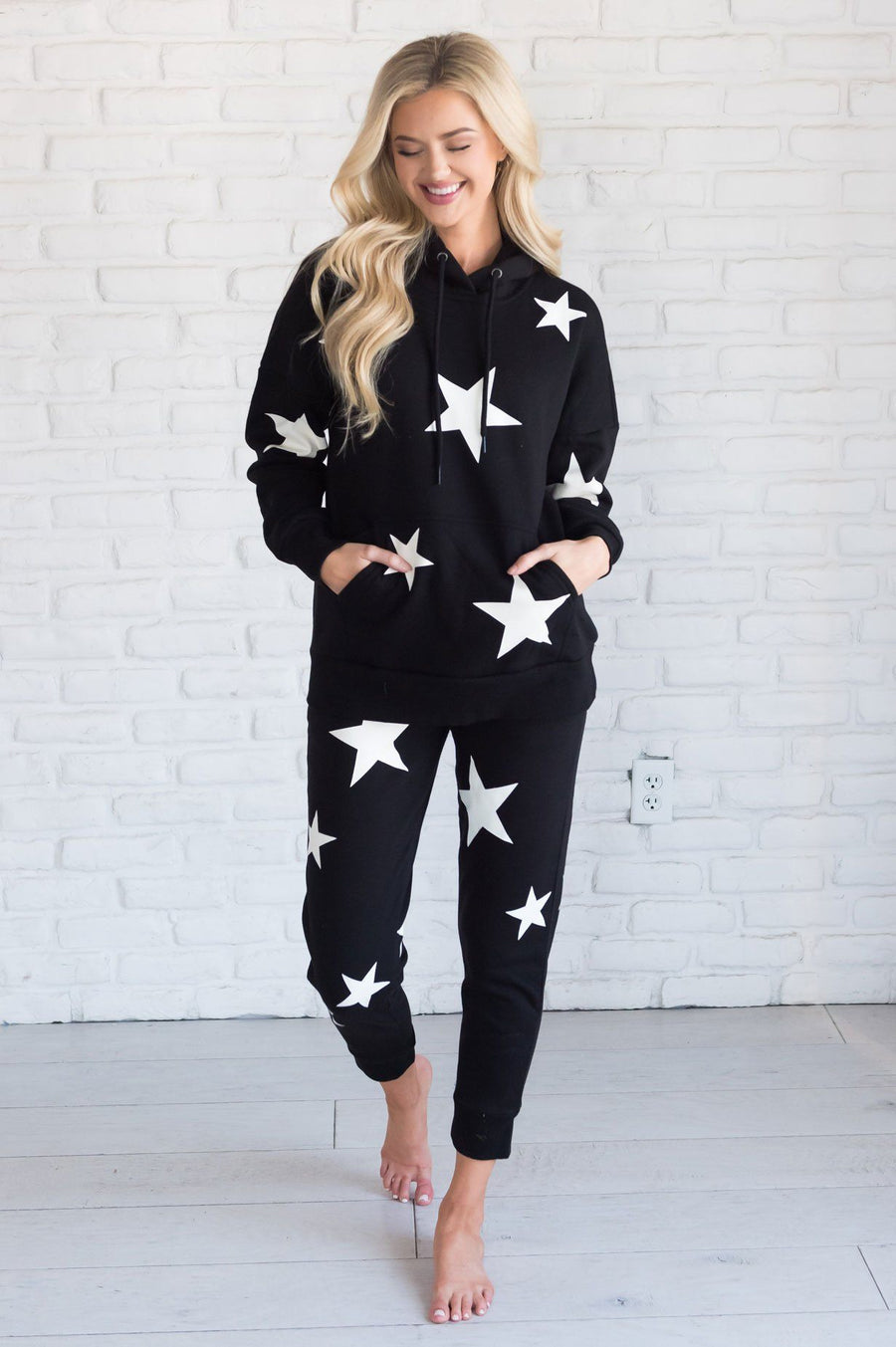 Amongst the Stars Hooded Sweat Set Tops vendor-unknown 
