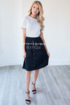 Black Button Detail Skirt Skirts vendor-unknown