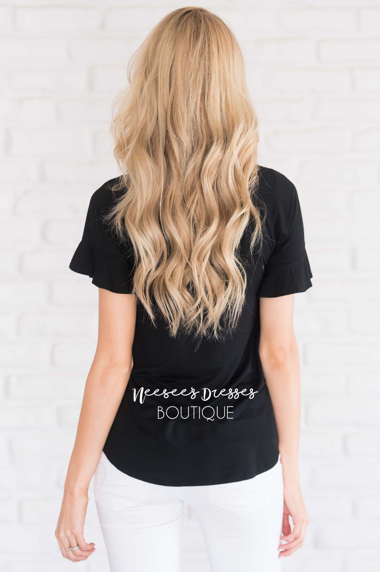 Criss Cross Flutter Sleeve Top Tops vendor-unknown 