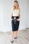 French Terry Drawstring Waist Skirt Skirts vendor-unknown