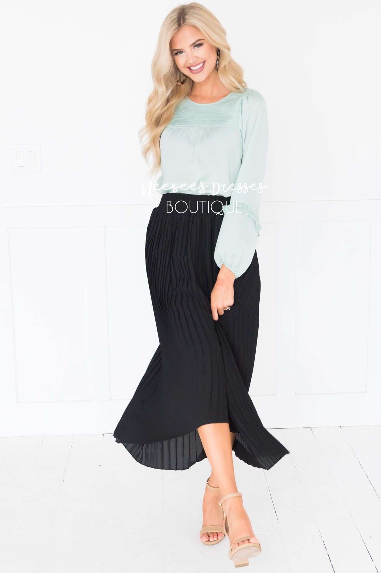 Wondrous Pleat Skirt Modest Dresses vendor-unknown 