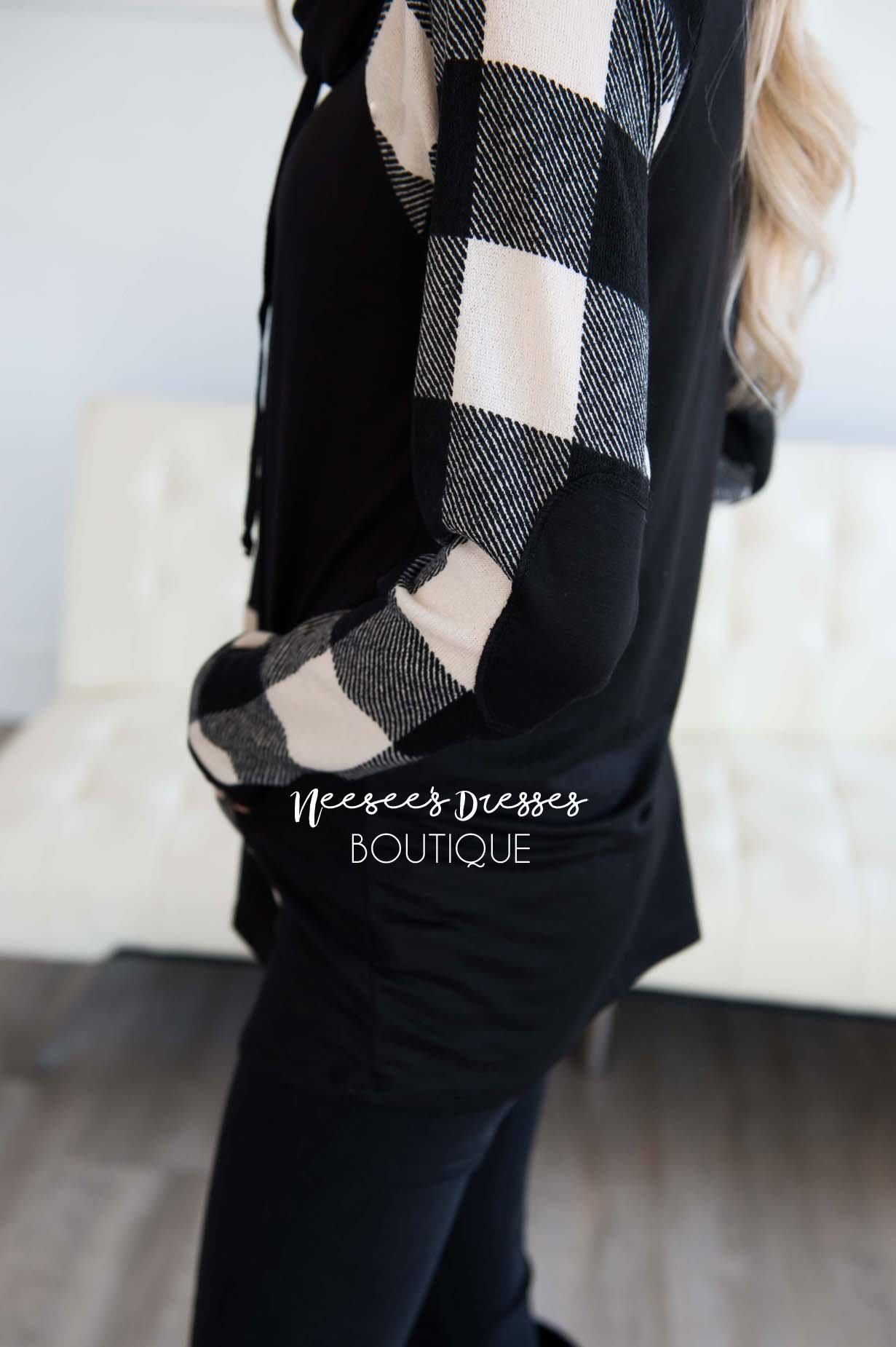 A Little Inspiration Plaid Elbow Patch Top Tops vendor-unknown 