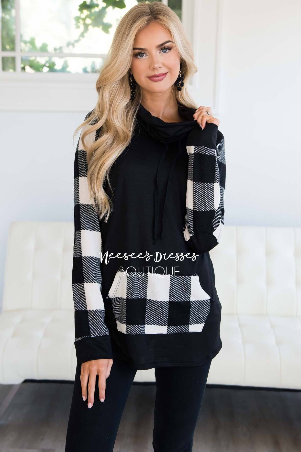 A Little Inspiration Plaid Elbow Patch Top Tops vendor-unknown 