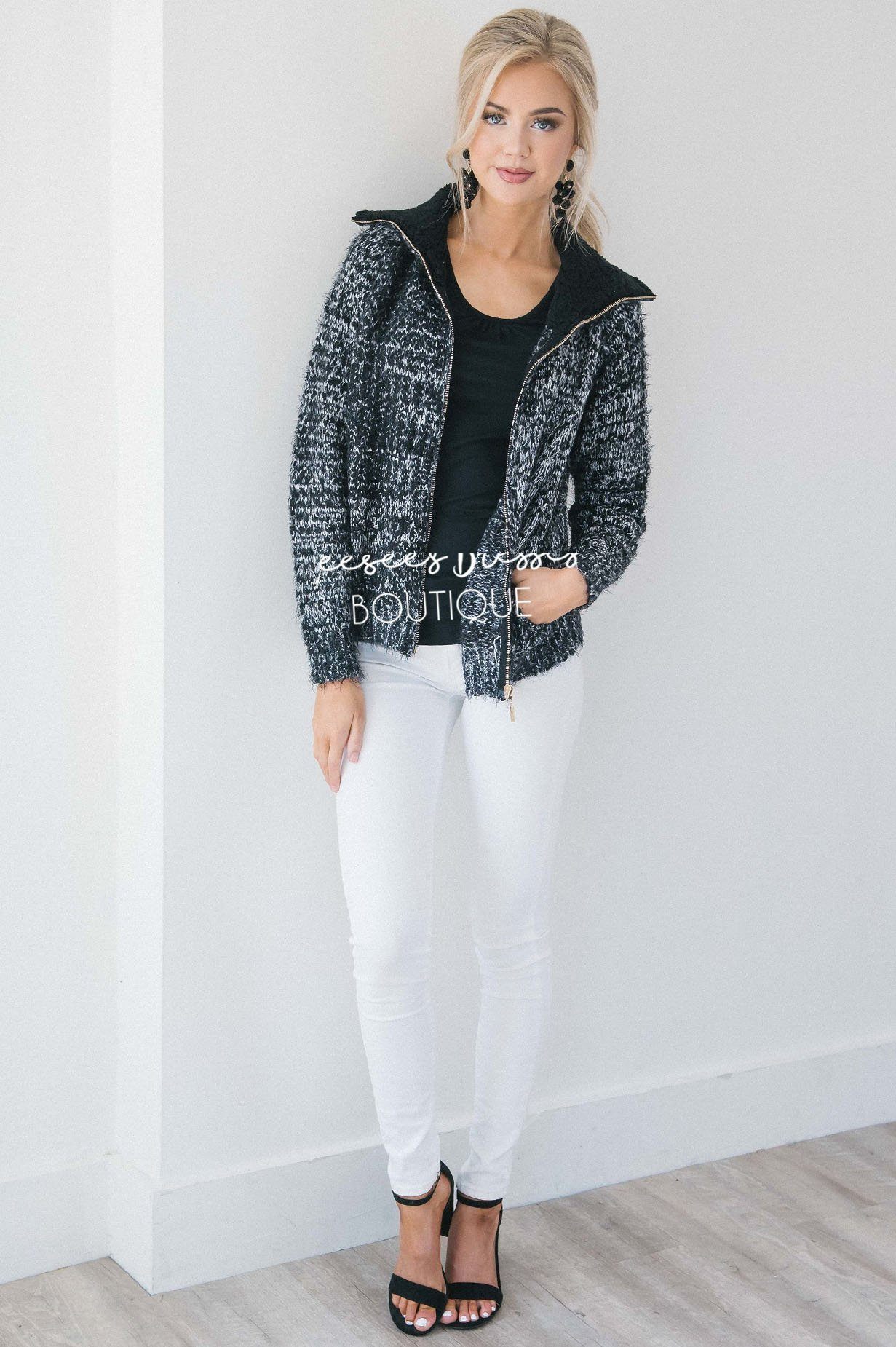 Fur Collar Knitted Coat Tops vendor-unknown 