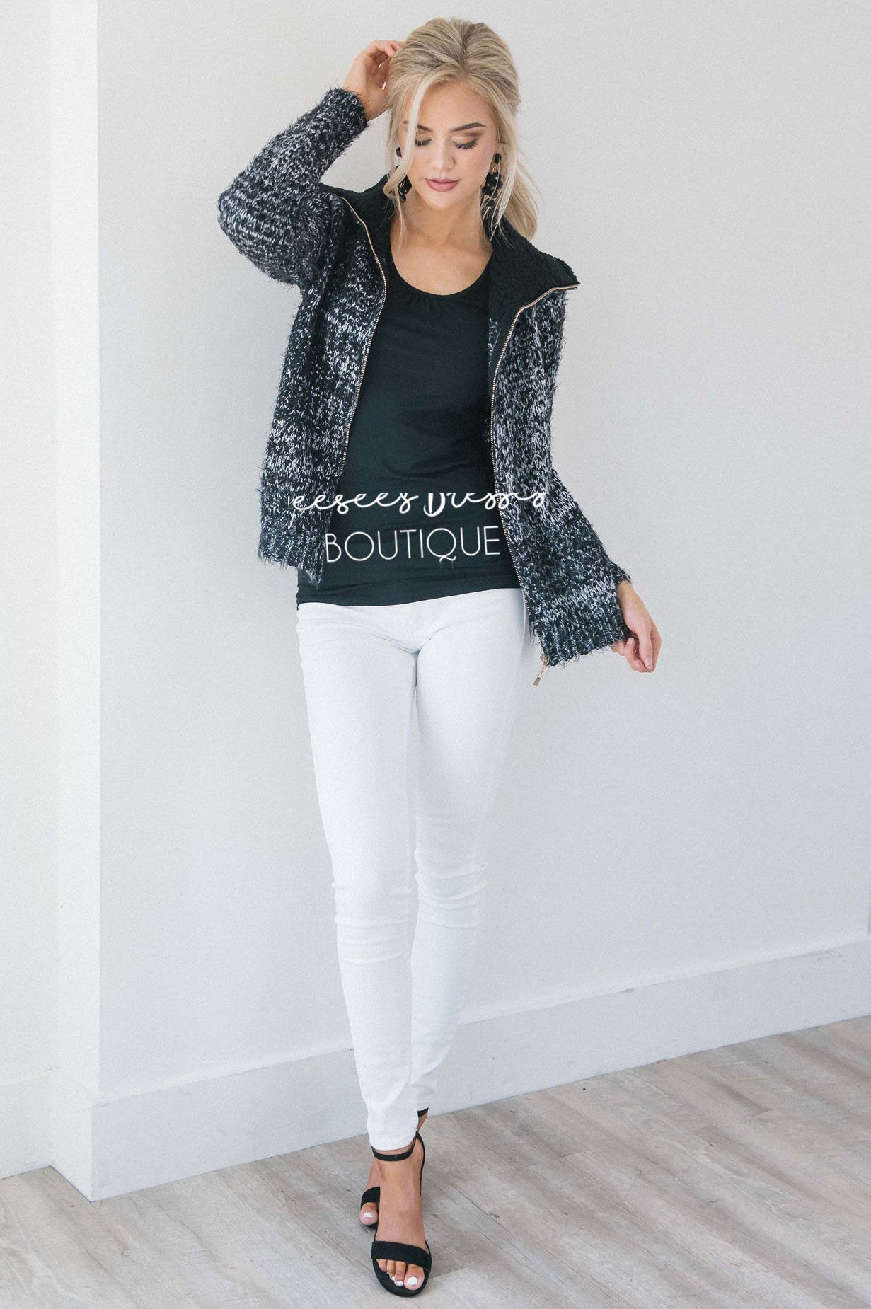 Fur Collar Knitted Coat Tops vendor-unknown 