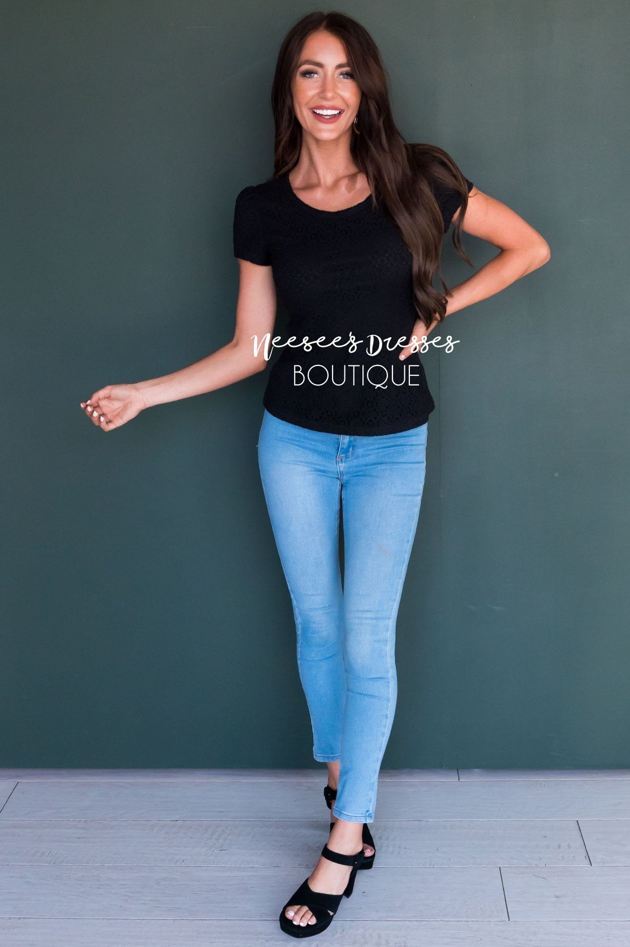 Eyelet Lace Blouse Tops vendor-unknown 