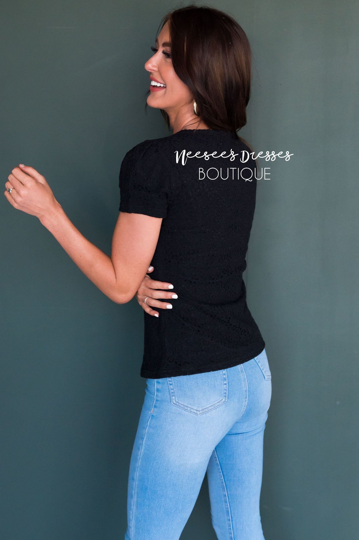 Eyelet Lace Blouse Tops vendor-unknown 