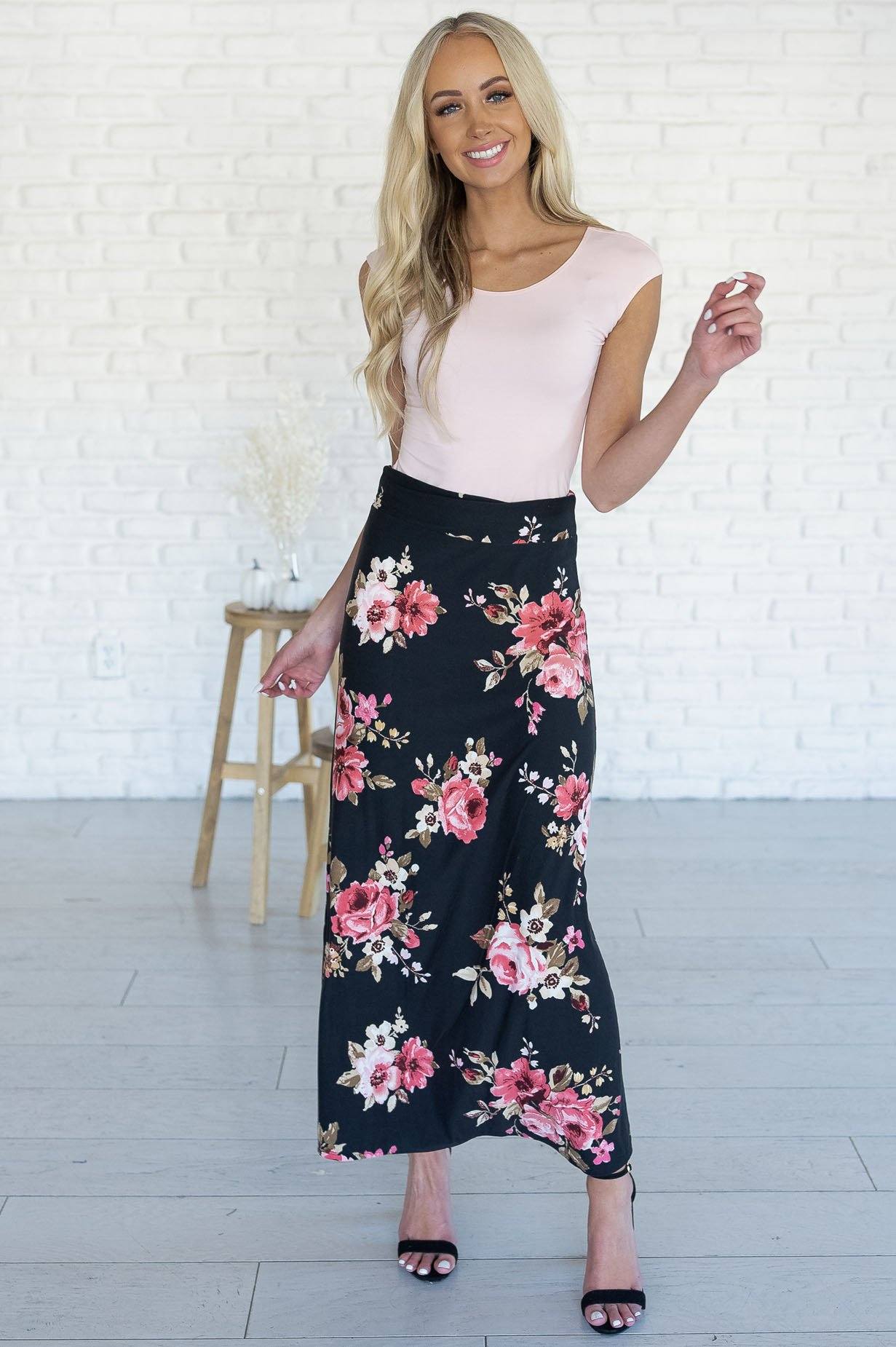 Just A Dream Modest Floral Skirt Modest Dresses vendor-unknown 