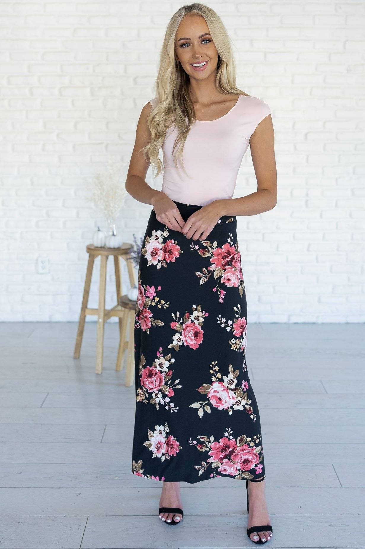 Just A Dream Modest Floral Skirt Modest Dresses vendor-unknown 