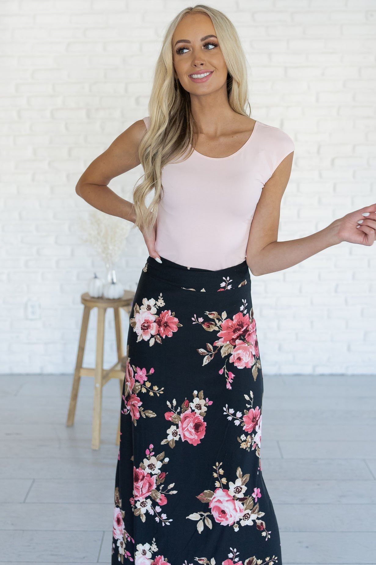 Just A Dream Modest Floral Skirt Modest Dresses vendor-unknown 