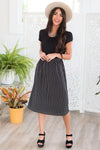 An Elegant Night Pinstripe Skirt Modest Dresses vendor-unknown 