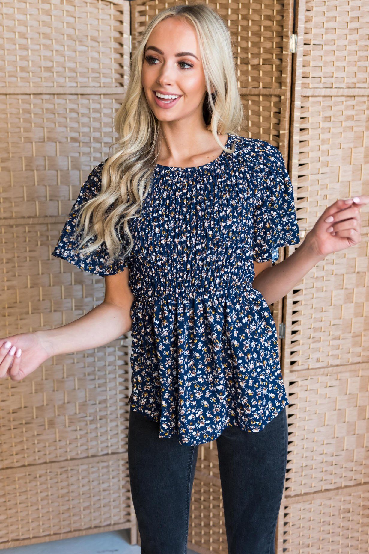 Midnight Blues Modest Blouse Tops vendor-unknown 