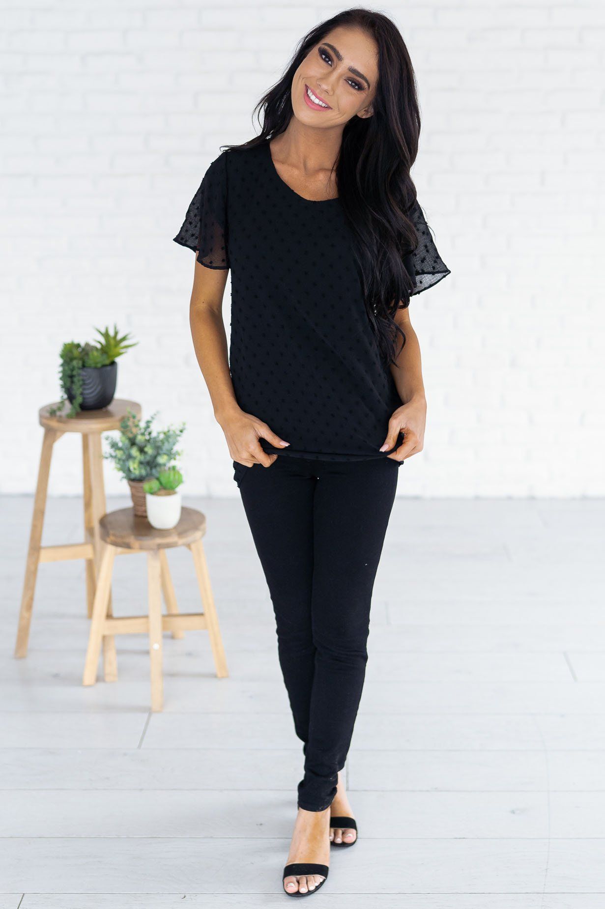 Gorgeous Swiss Dot Blouse Tops vendor-unknown 