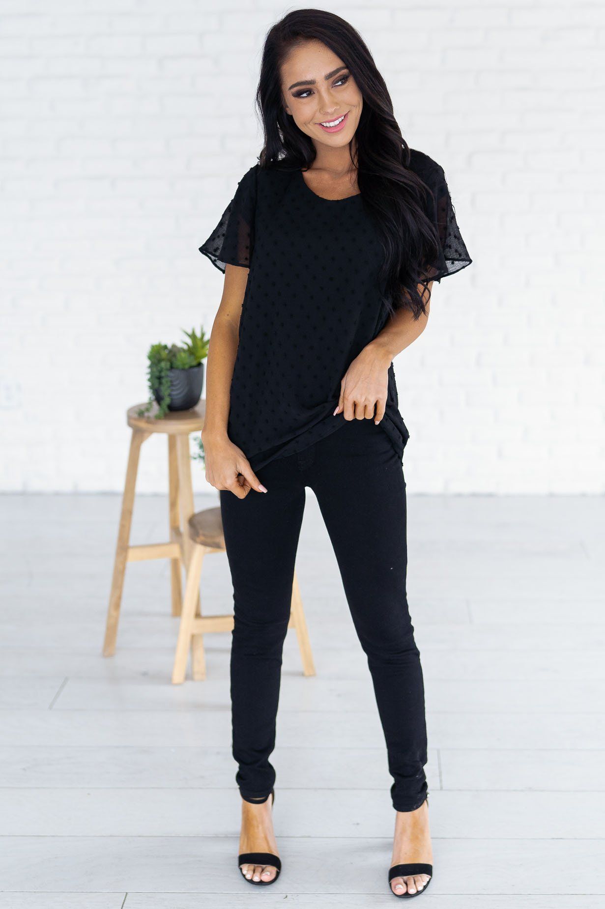 Gorgeous Swiss Dot Blouse Tops vendor-unknown 