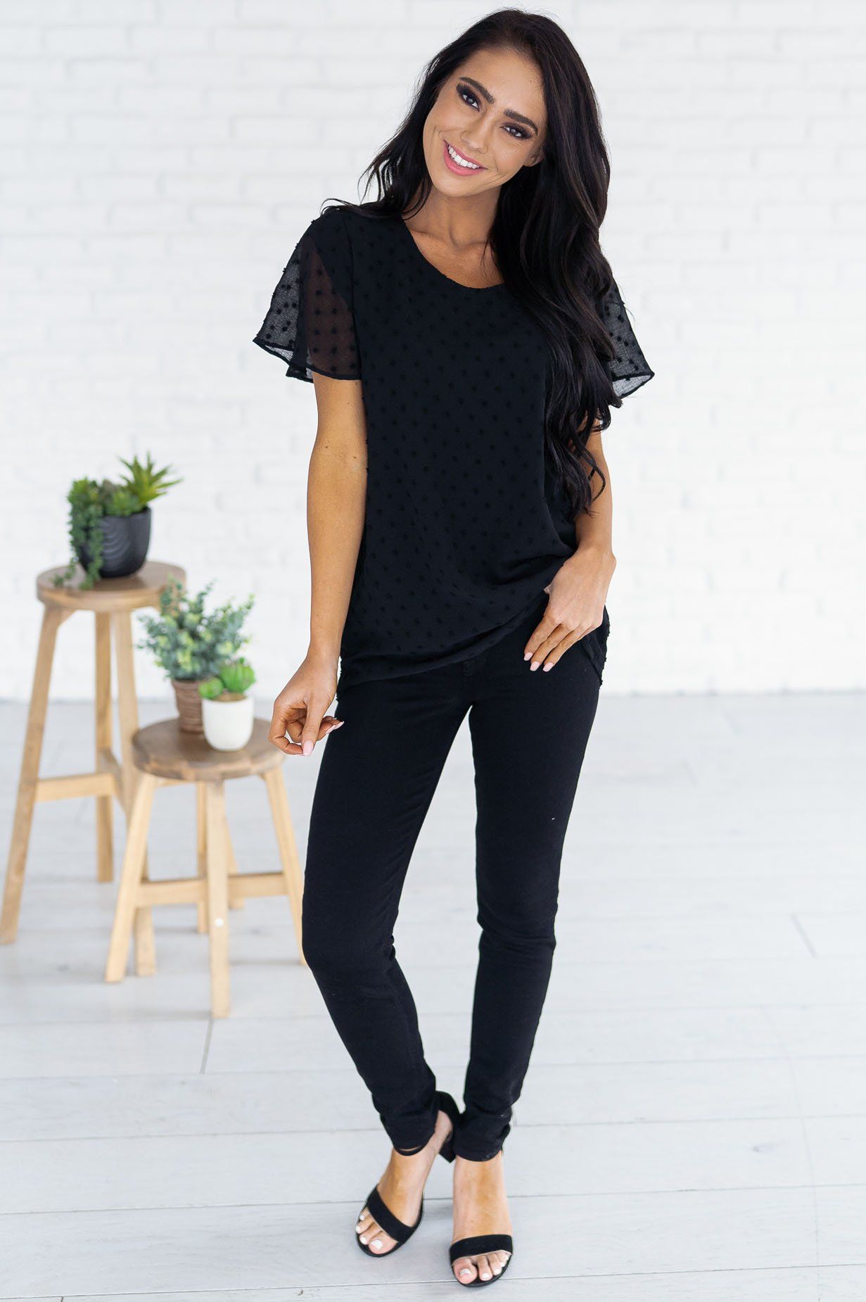 Gorgeous Swiss Dot Blouse Tops vendor-unknown 