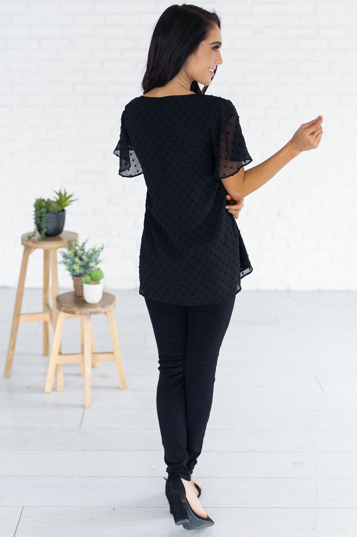 Gorgeous Swiss Dot Blouse Tops vendor-unknown 