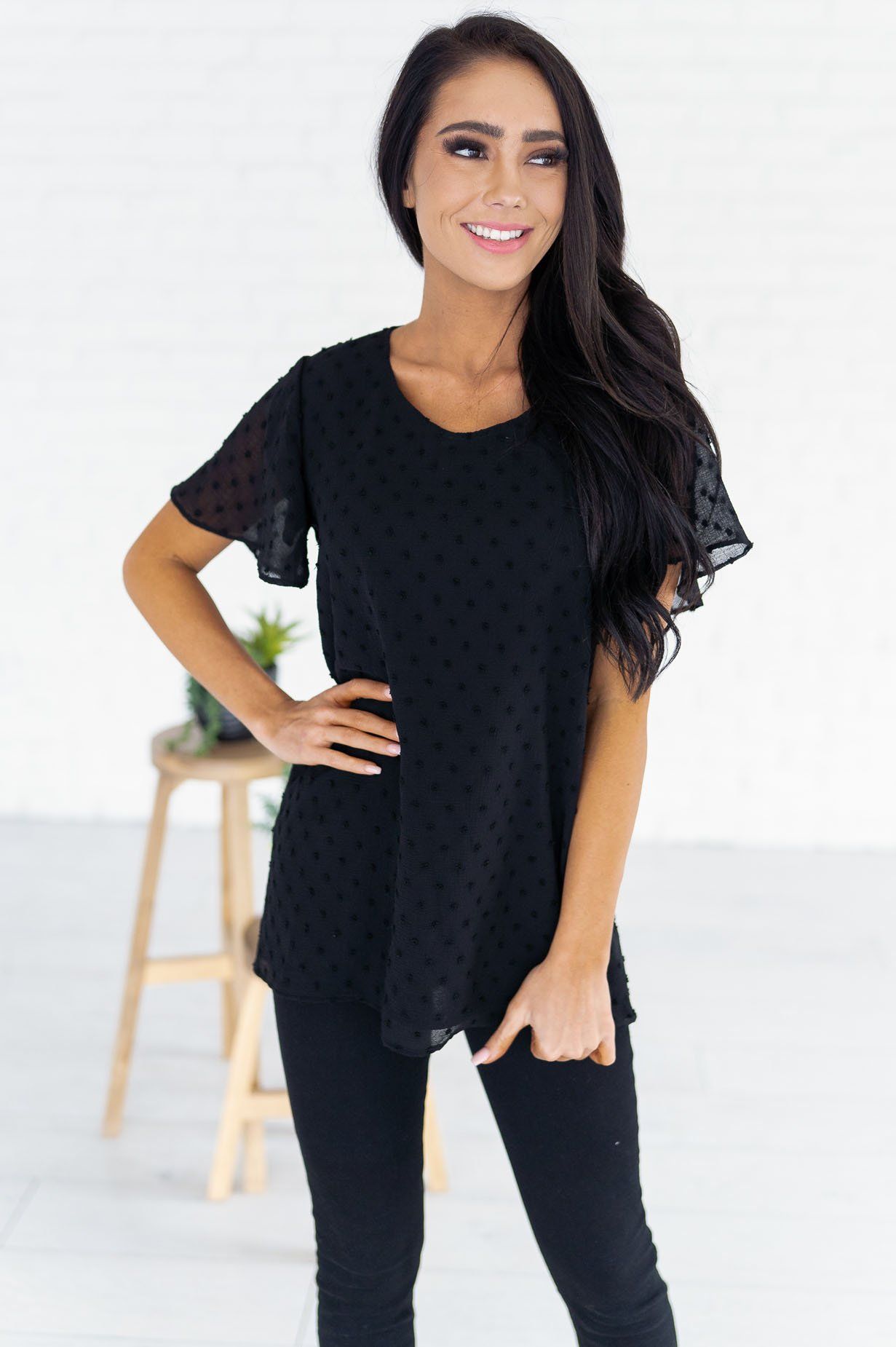 Gorgeous Swiss Dot Blouse Tops vendor-unknown 