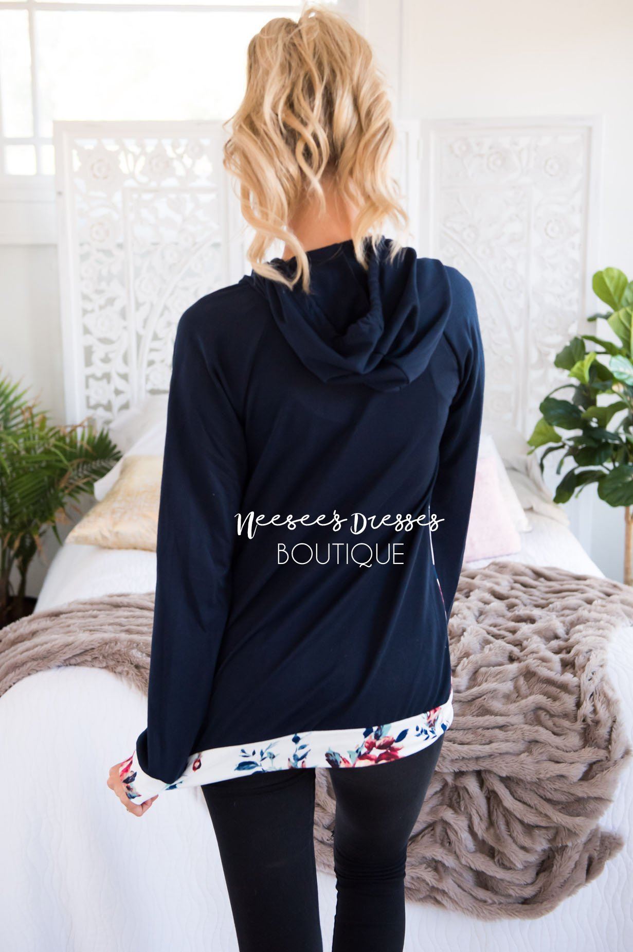 Blessed and Beautiful Floral Hoodie Modest Dresses vendor-unknown 