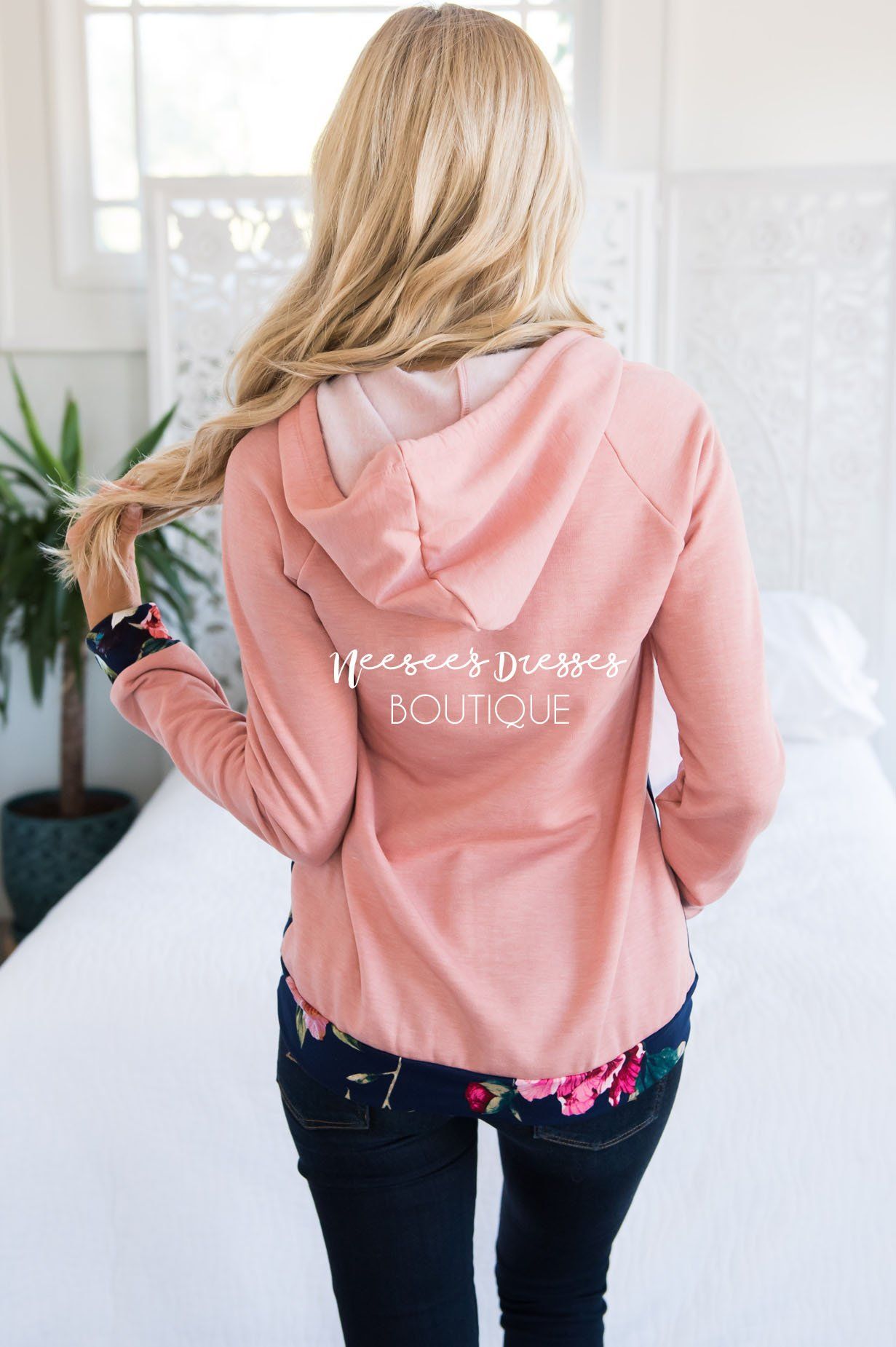 Blessed and Beautiful Floral Hoodie Modest Dresses vendor-unknown 