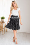 Black & Cream Modest Textured Skirt Skirts vendor-unknown