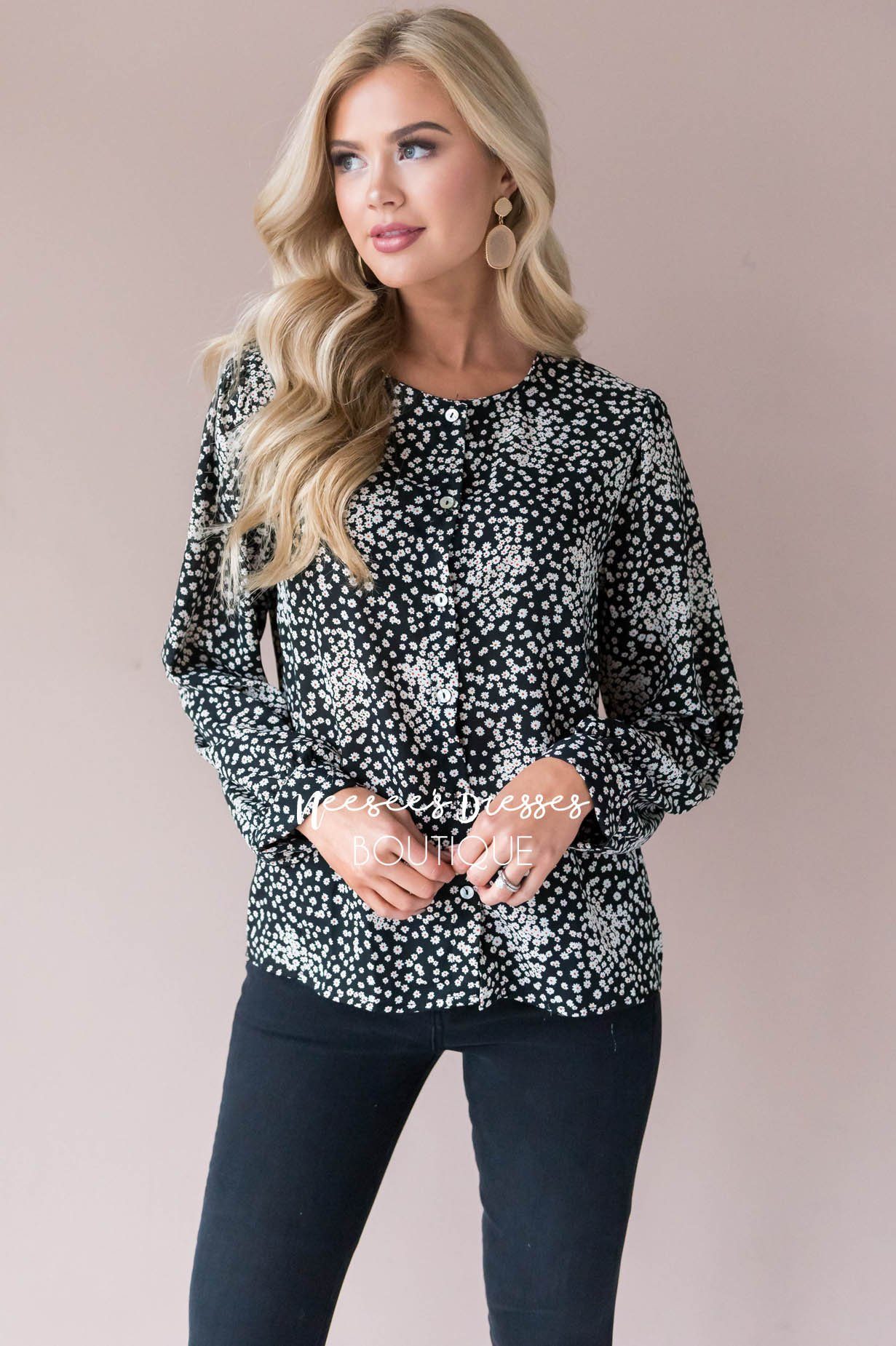 Floral Frenzy blouse Modest Dresses vendor-unknown 