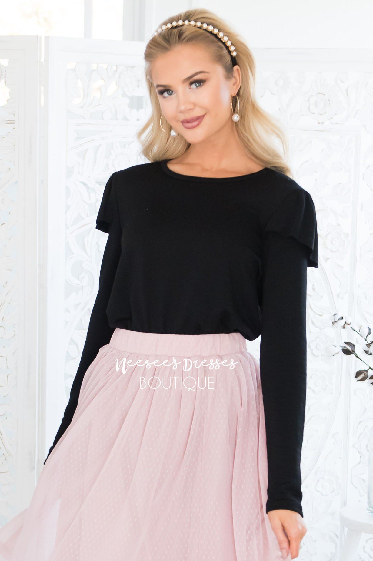 You're So Beautiful Ruffle Sleeve Top Modest Dresses vendor-unknown 