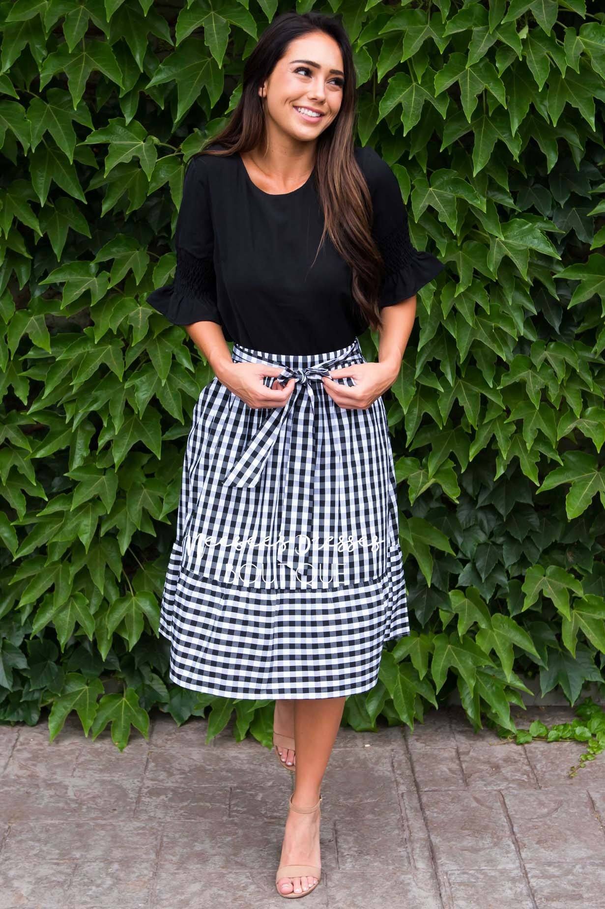 Girls Day Out Gingham skirt Modest Dresses vendor-unknown 
