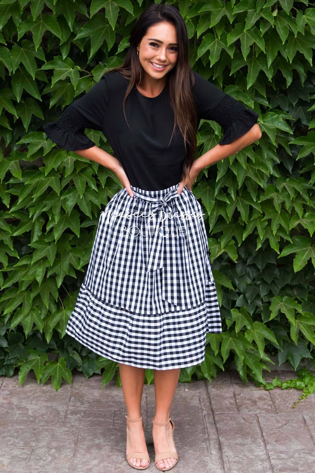 Girls Day Out Gingham skirt Modest Dresses vendor-unknown 