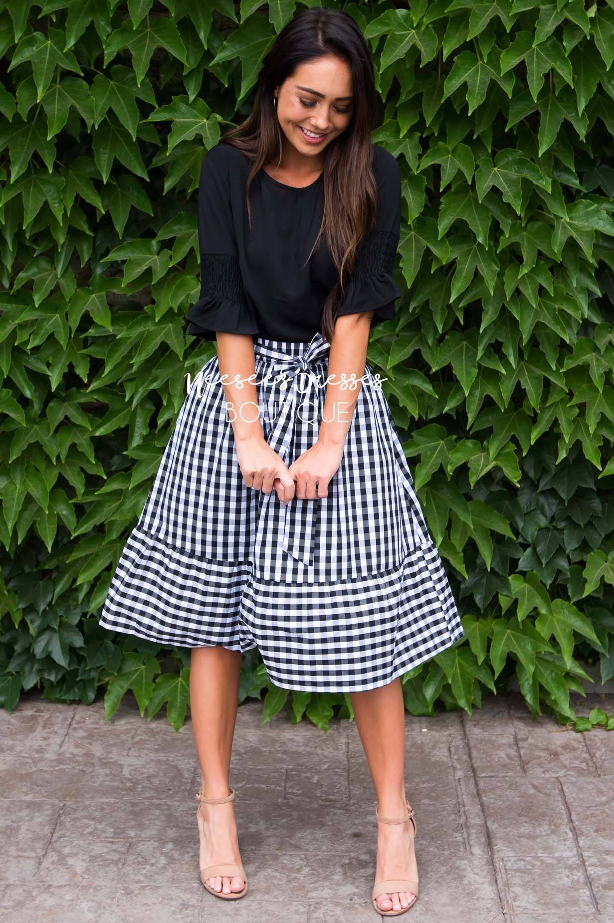 Girls Day Out Gingham skirt Modest Dresses vendor-unknown 
