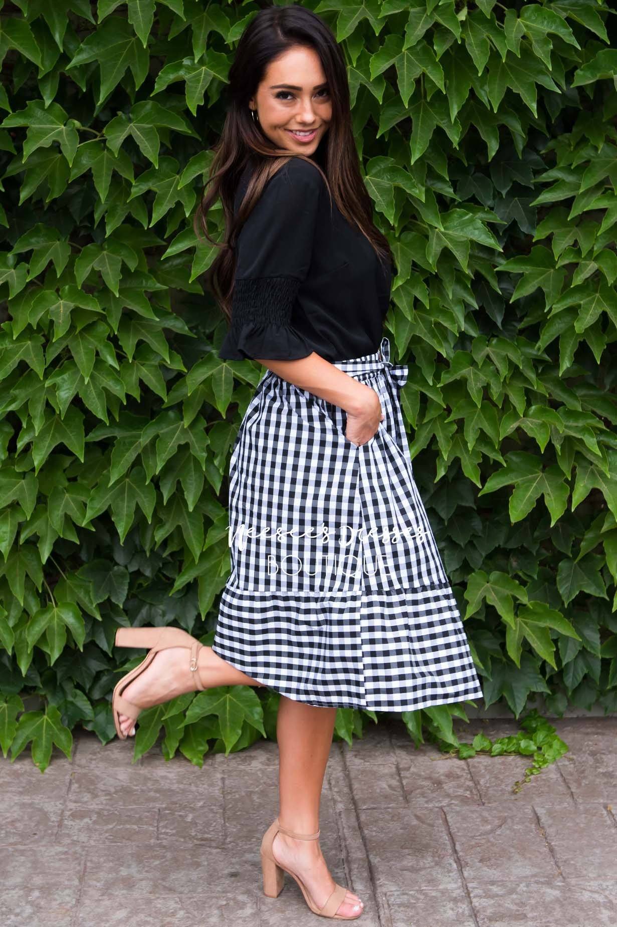 Girls Day Out Gingham skirt Modest Dresses vendor-unknown 