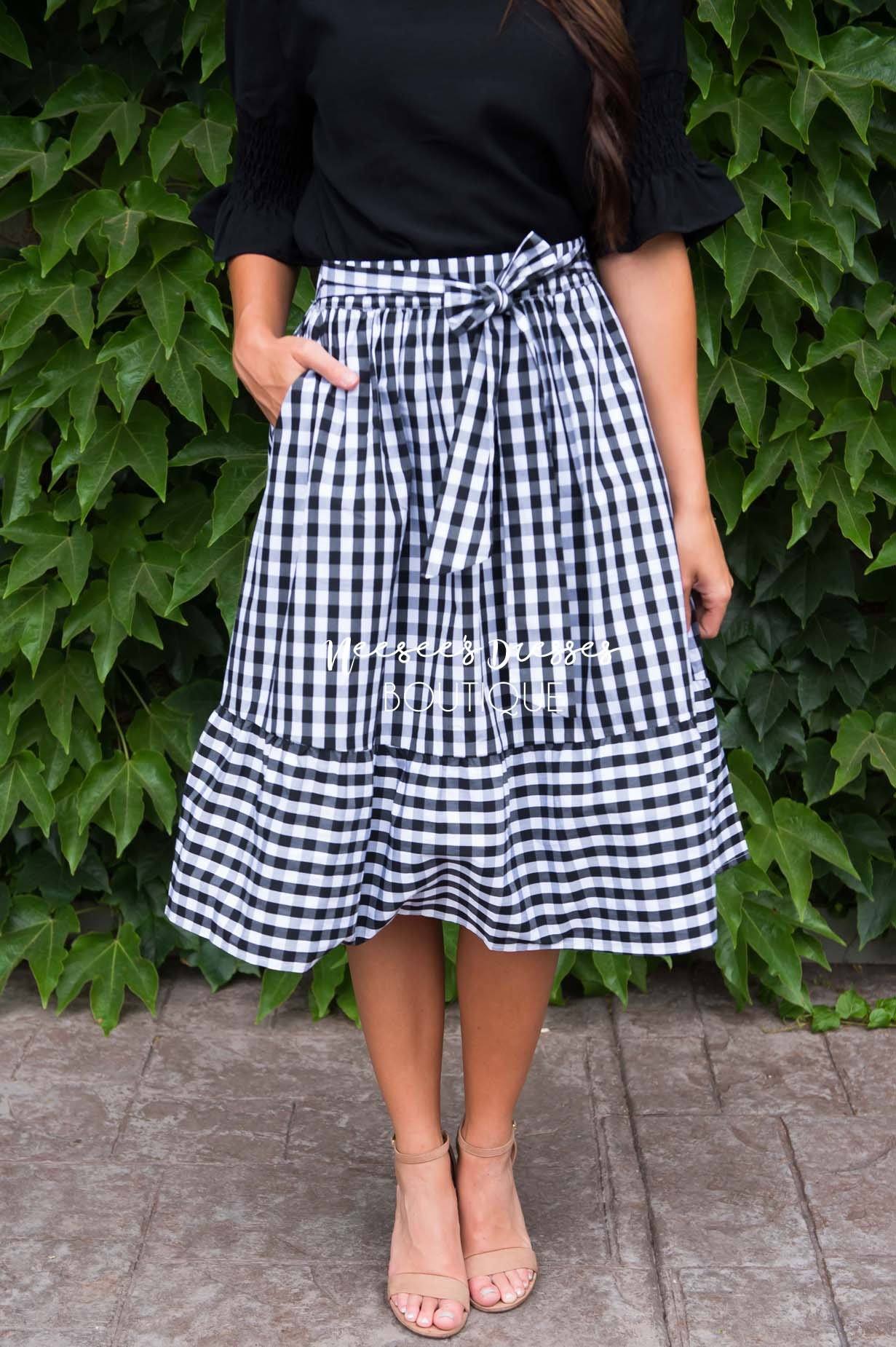 Girls Day Out Gingham skirt Modest Dresses vendor-unknown 
