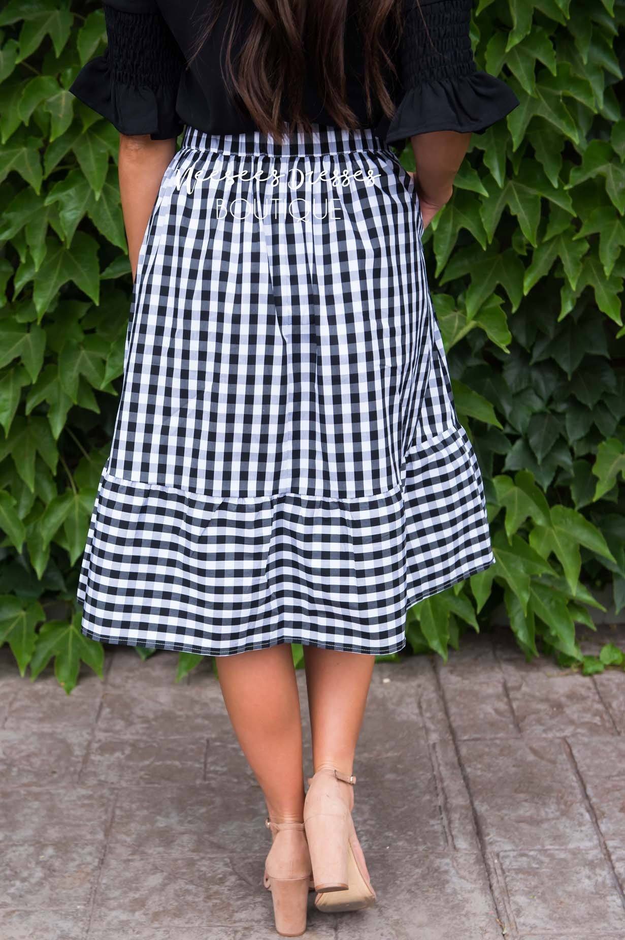 Girls Day Out Gingham skirt Modest Dresses vendor-unknown 