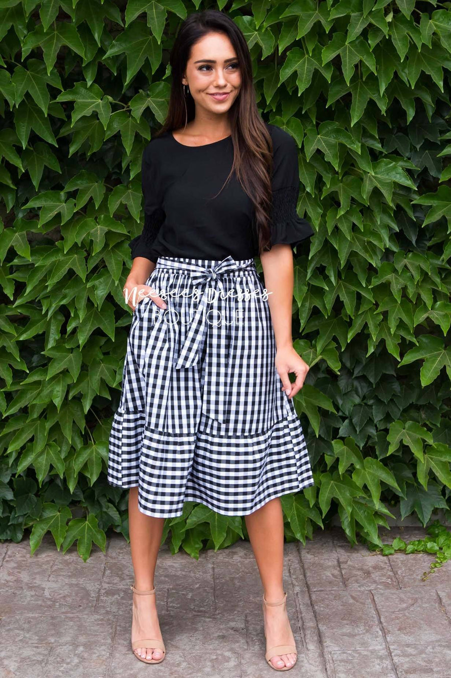 Girls Day Out Gingham skirt Modest Dresses vendor-unknown 