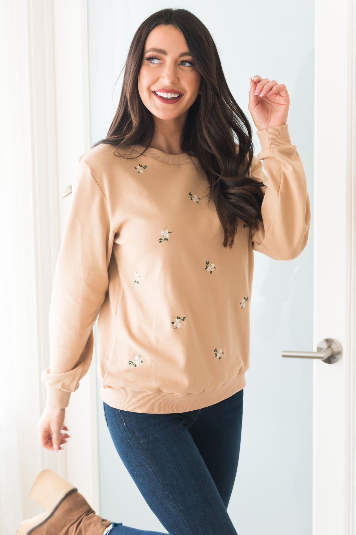 Blooming Bouquet Modest Sweatshirt Modest Dresses vendor-unknown 
