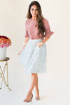 Pastel Blue Floral Chiffon Skirt Skirts vendor-unknown