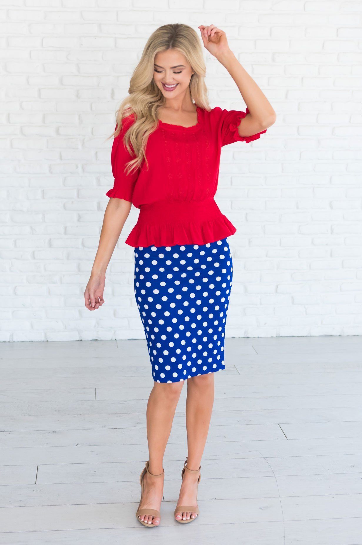 Dots Galore Modest Pencil Skirt Modest Dresses vendor-unknown 