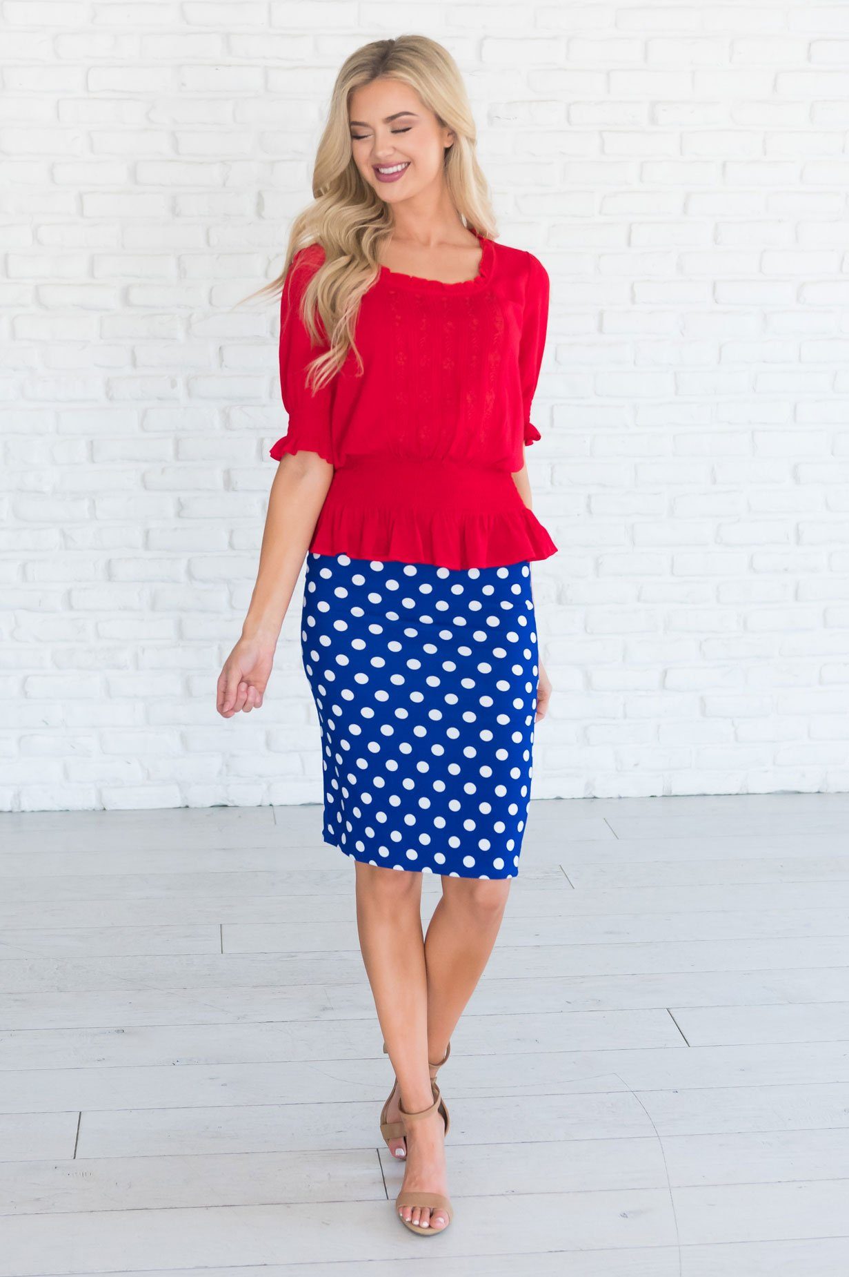 Dots Galore Modest Pencil Skirt Modest Dresses vendor-unknown 